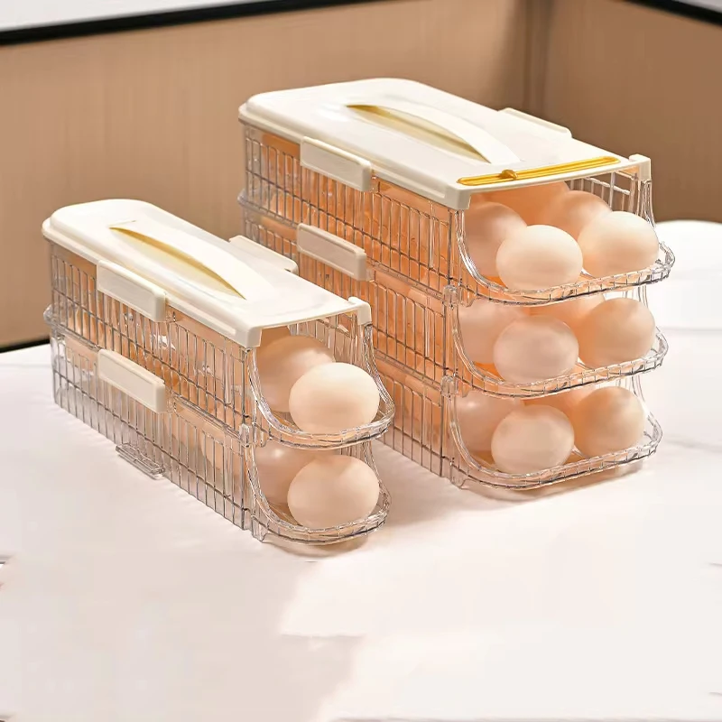 Automatic Rolling Egg Storage Box, Food Grade Holder, Refrigerator, New Compact and portable Simple high appearance level