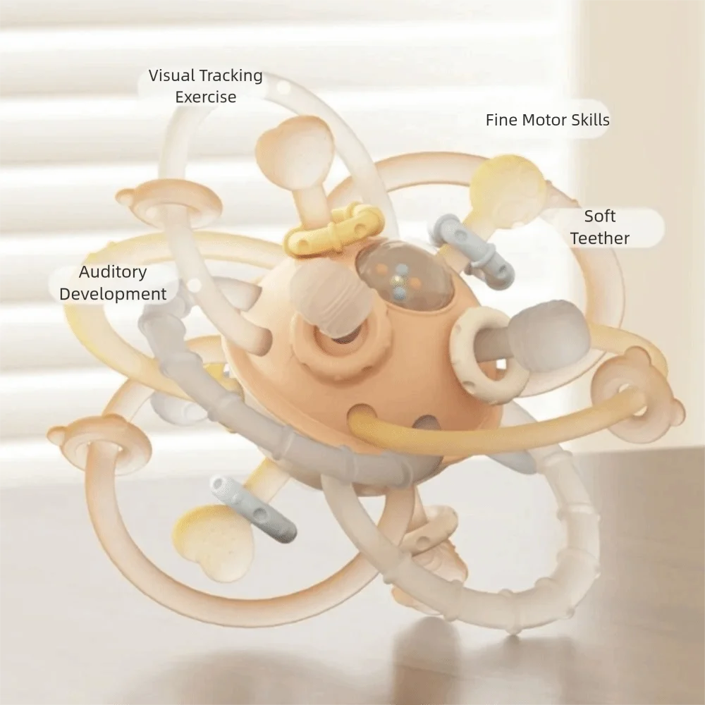 Handgreifer aus weichem Silikon für Babys, runder Ball, kaubar, Manhattan, runder Ball, Beißringe, Greifball, Rassel, Baby