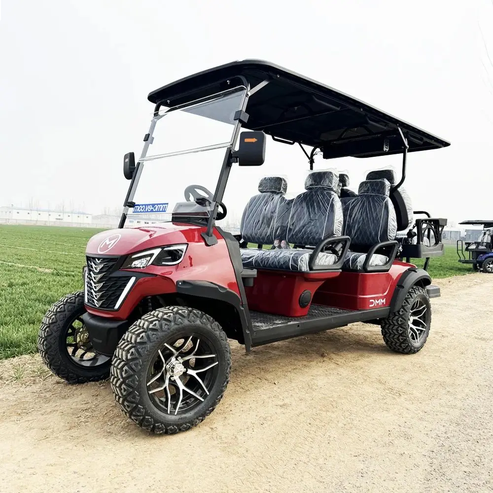 Newest 48/60/72V Battery Off Road Club Car with Seat Folds Back Solar Panels Electric 4 6 Seater Golf Cart