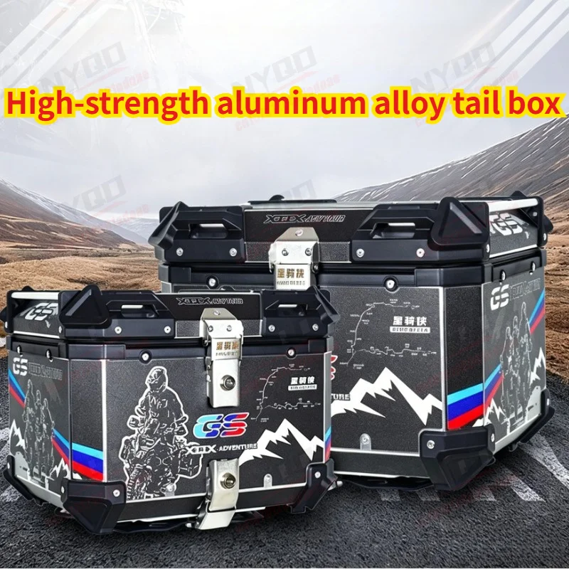 

Large Capacity Aluminum Motorcycle Top Case, Waterproof Motorbike Rear Trunk with Lock, Universal Luggage Box.