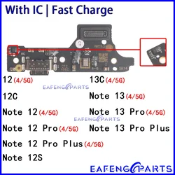 Usb Dock Charger Connector for Xiaomi Redmi Note 12 12S 13C Pro Plus + 4G 5G Charging Board Flex Ports Module