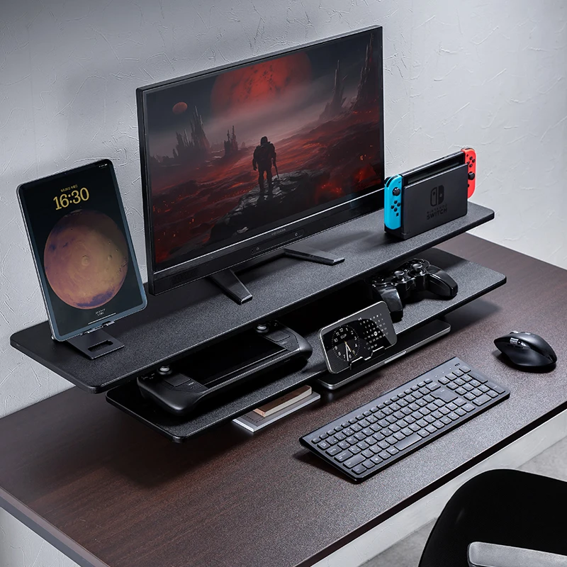 

Double Layers Monitor Stand Riser Storage Shelf Computer Desk Organizer Elevation Dock Office Storage Stand for PC Laptop