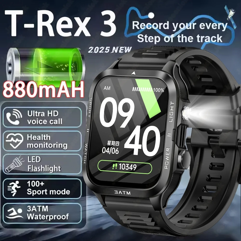 

880mAh Military Outdoor Smart Watch Men 2.01-inch Large Display Compass Sports Watch IP68 Waterproof Bluetooth Call Smartwatches