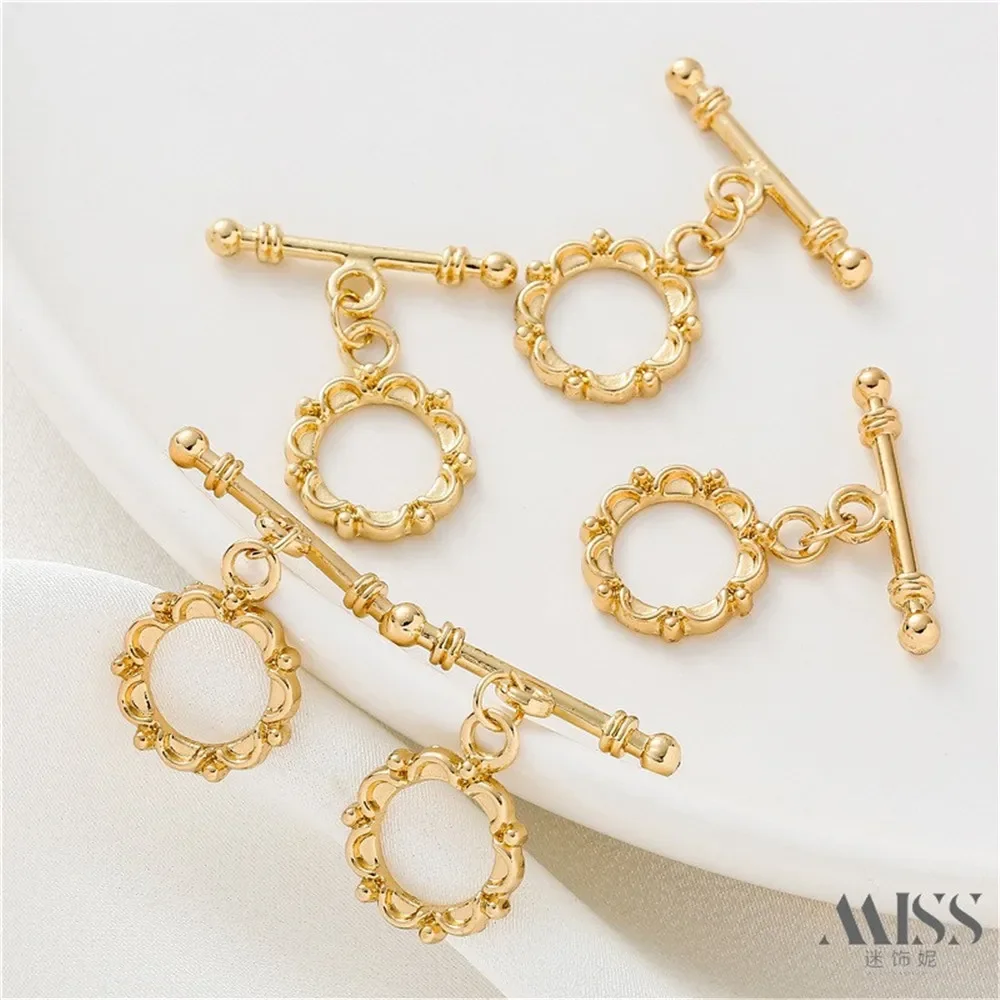 

14K Gold-wrapped Flower OT Buckle DIY Jewelry Accessories Chain End Connection Buckle End Buckle Handmade Jewelry
