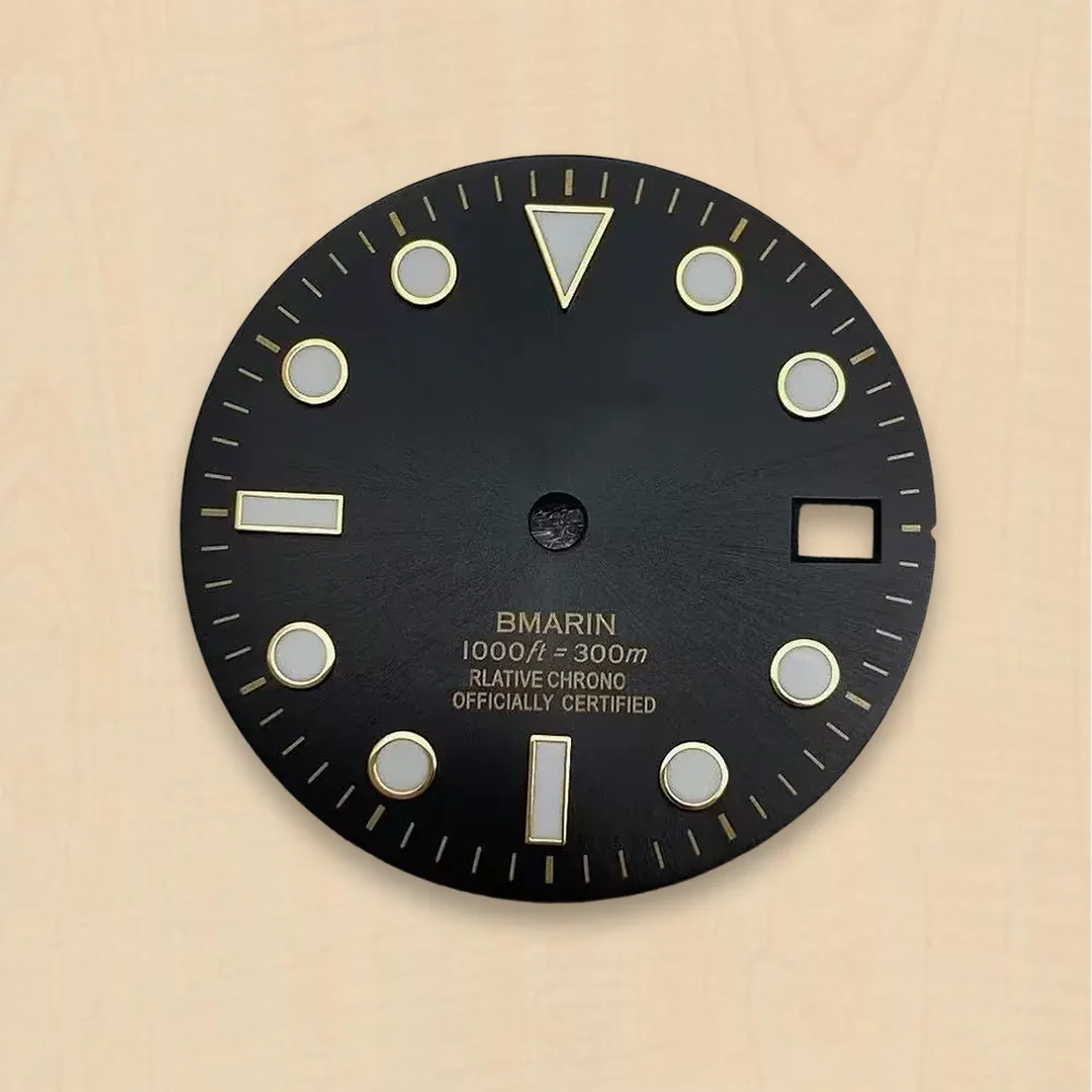 Ice Blue Luminous Sunburst SUB Dial 28.5mm S Dial Fit NH35/NH36 Japanese Movement 28.5MM nh35 Watch Modification Accessories