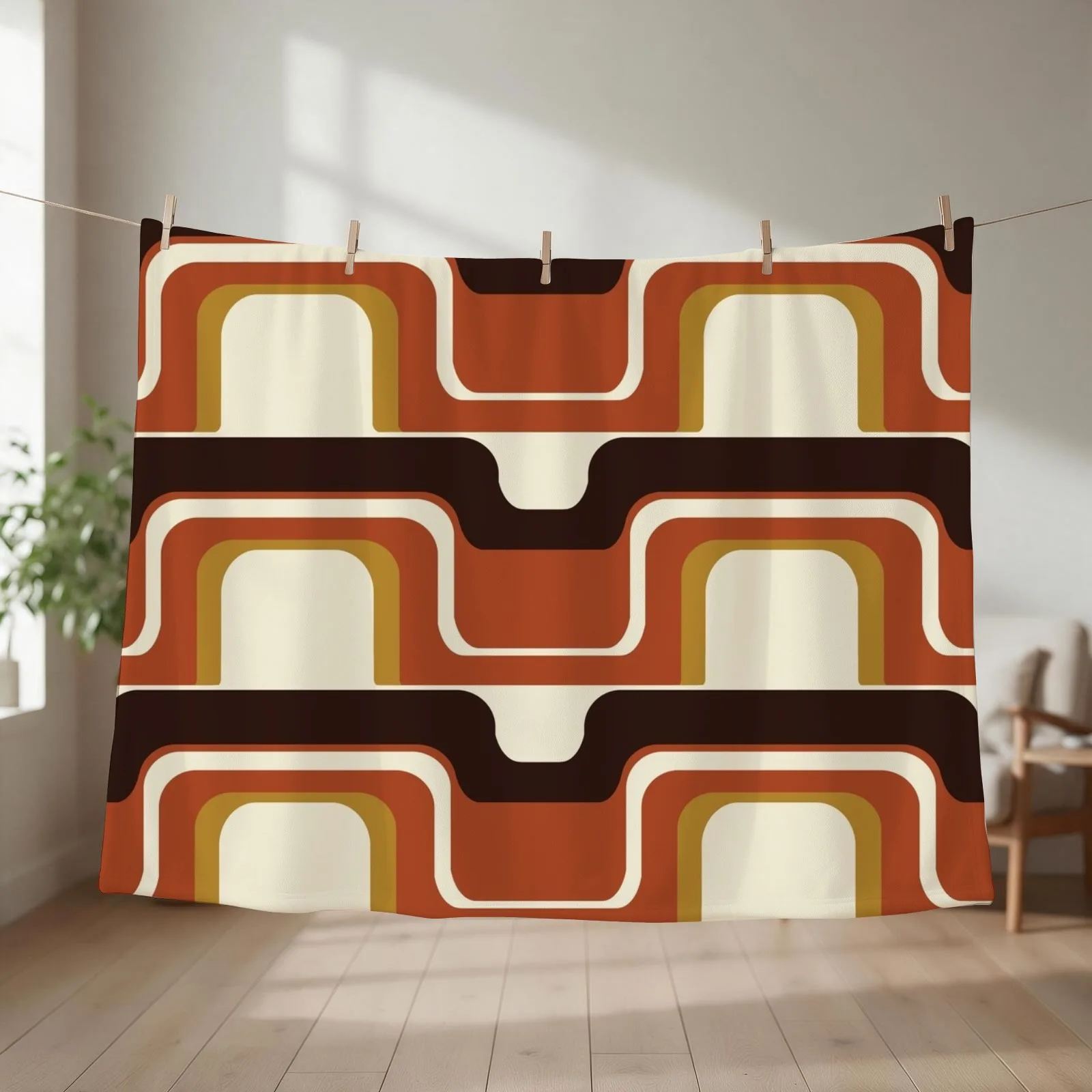 Mid-Century Modern Meets 1970s Rust Throw Blanket Luxury Designer Luxury Thicken for winter Weighted Blankets