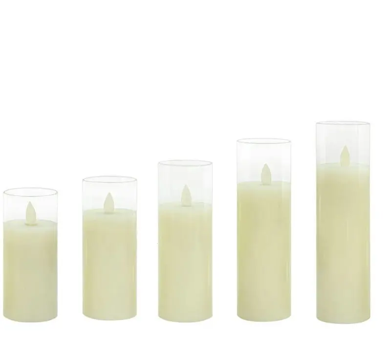 Moving Dancing wick Pillar candle Light Paraffin Wax Electric LED Glass Candles Home Bar Party table Decoration Height 10cm~30cm