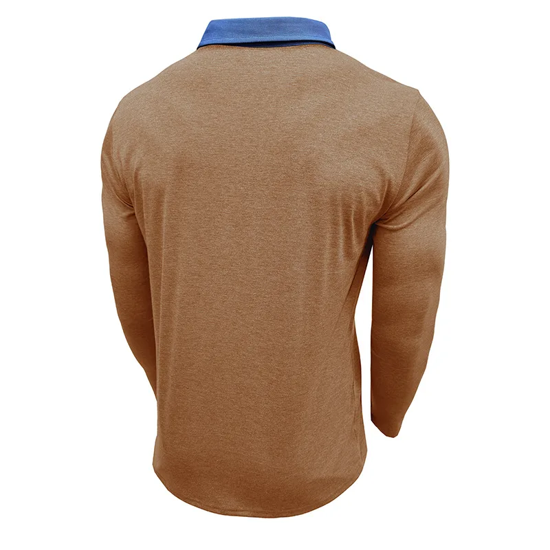 Langarm-Poloshirt für Herren, lässig, schmale Passform, Henley-Kragen, T-Shirt mit Tasche, Smart Blend Tops – Detail 37