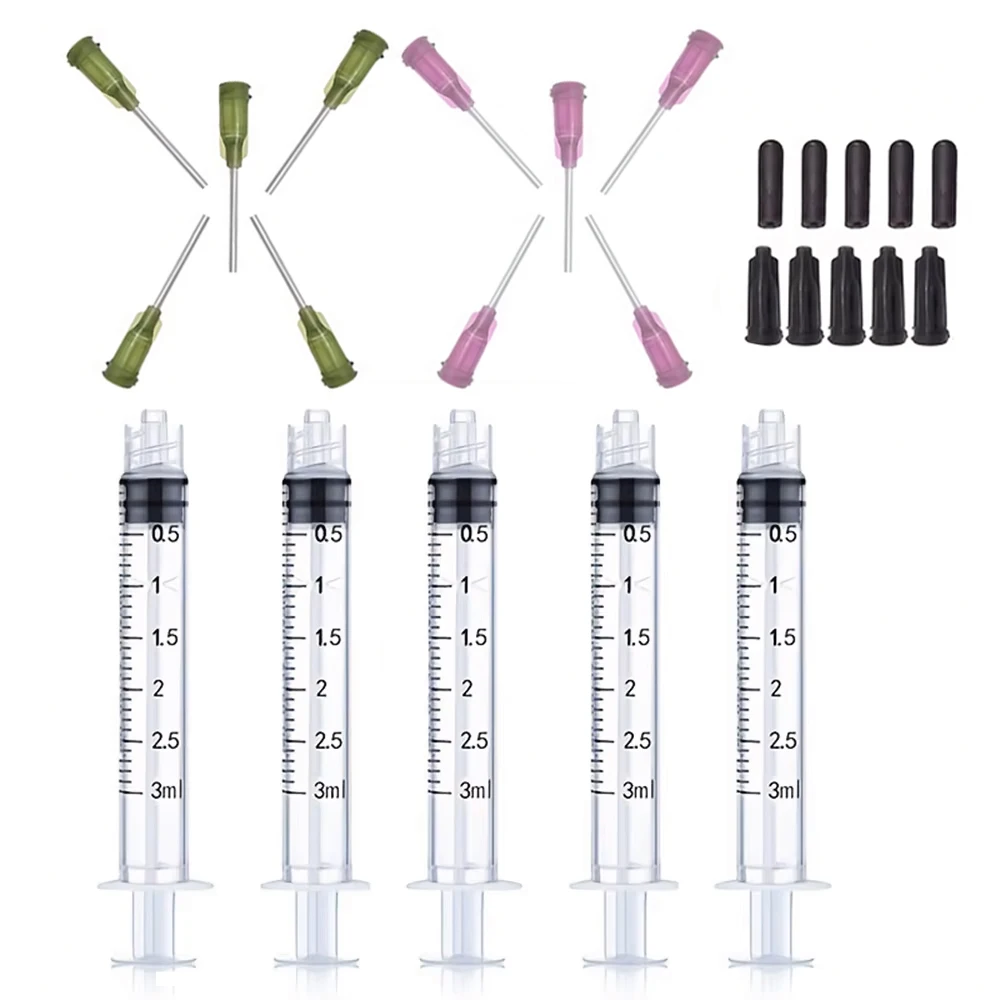 5Pcs/Set Glue Applicator Syringe with Blunt Tip Needle and Cap for Liquids, Glues, Inks, Perfumes and Lip Glosses