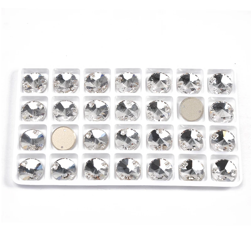 YANRUO 3200 All Sizes Clear Rivoli Flatback Stones Sewing Crystal Strass Sew On Rhinestone For Clothes Decoration