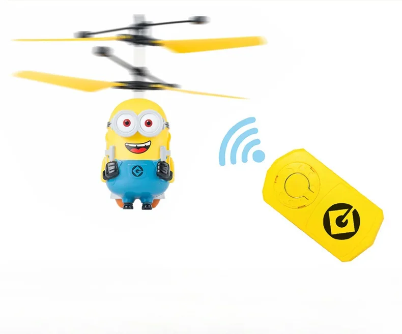 Kawaii Minionki Indukcyjne Hovering Bezpieczne Odporne na upadek Mini Helikoptery Zabawki z kreskówek Zabawki Akumulatorowe Helikoptery RC Zabawki