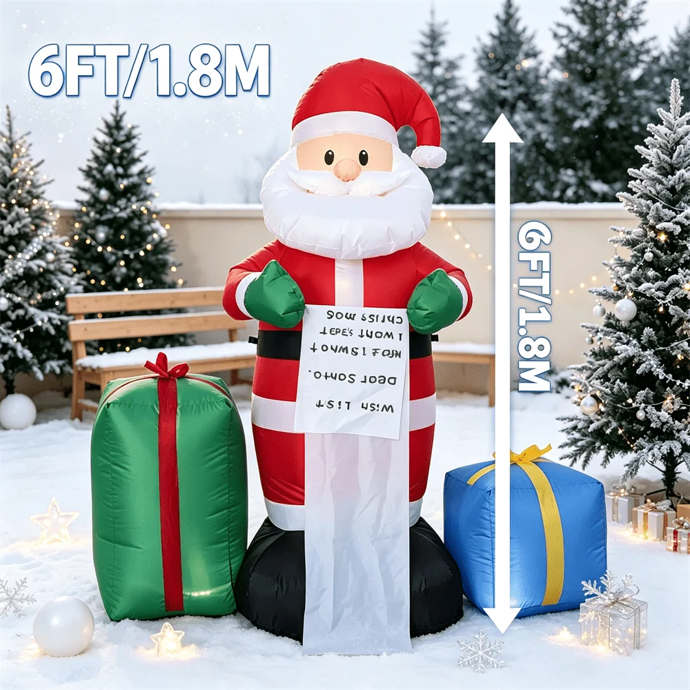 Père Noël Gonflable Lumineux 1,8 m avec Cadeaux – photo 3