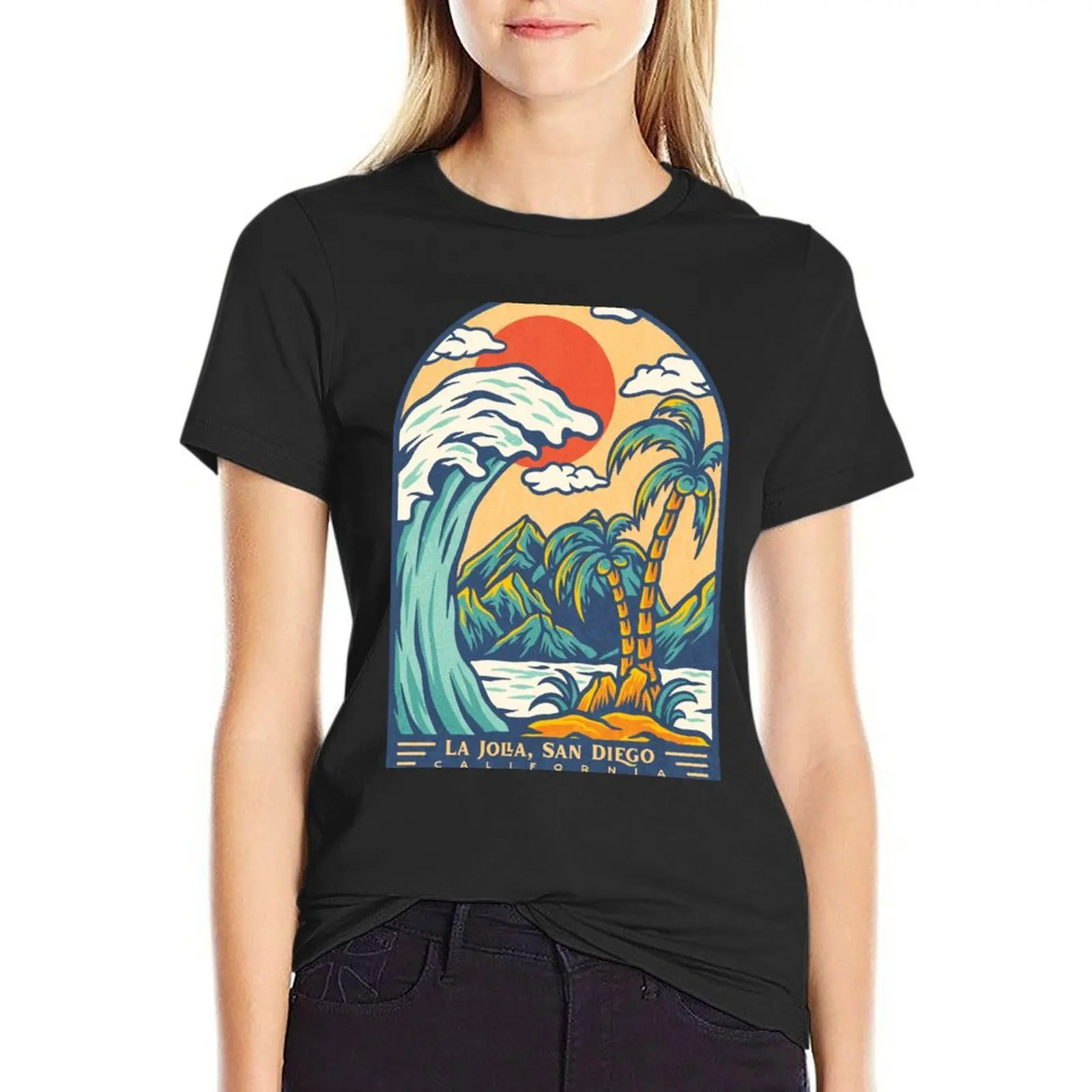 

La Jolla San Diego Palm Sun T-Shirt summer top Blouse t-shirt dress for Women plus size sexy