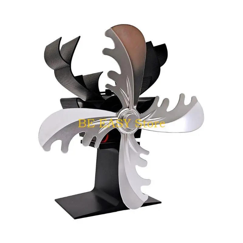 

E28F Мини-вентилятор для камина, вентилятор для печи, эксклюзивный рождественский олень, тихий и эффективный