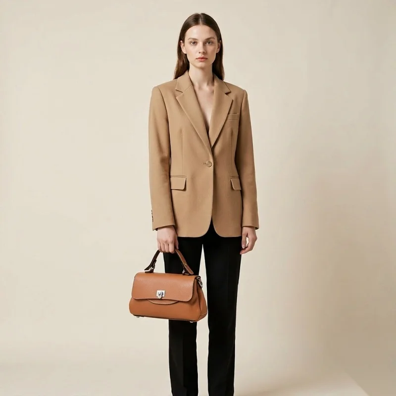 Women Top Layer Cowhide Handbag Multi Pocket Flap Satchel Shoulder Ladies Office Commute Genuine Leather Female Designer 2026