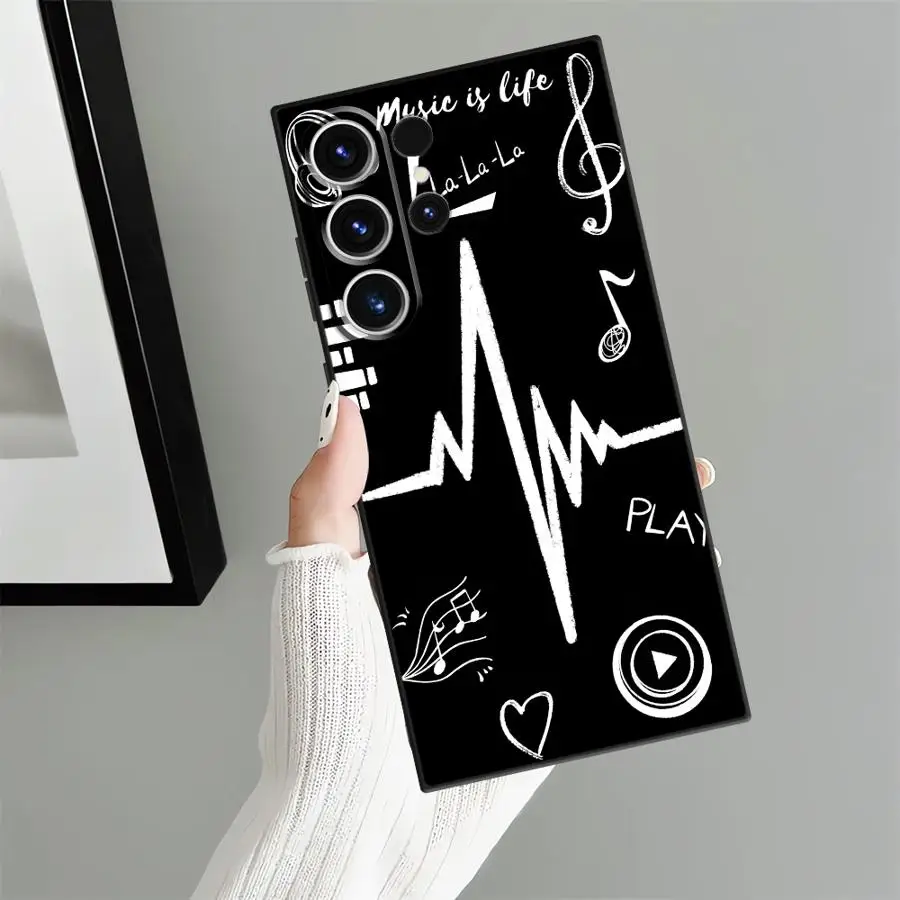 Case for Samsung Galaxy S26 Ultra Note 20 8 9 10 S25 Plus S24+ S23 S21 FE S25+ S26+ S24 S10 S9 S20 Phone Cover Music Simplicity