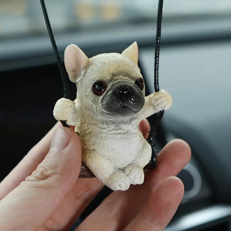 Bulldog Car Ornaments Pendant Rearview Mirror Car Charm Car Pendant Cute Puppy Sub Small Fresh DIY Jewelry