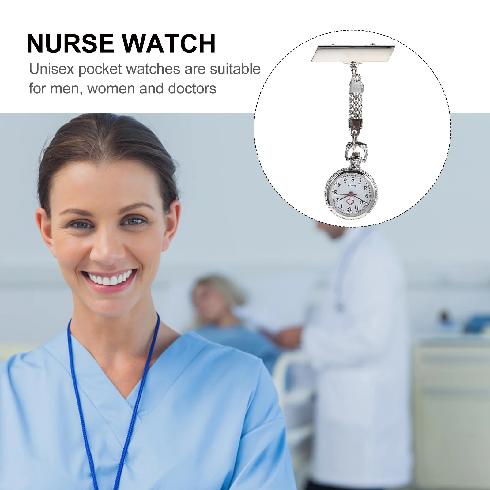 1Pcs Women Nurse Watch Stylish Alloy Construction Clip-on Design Larger Dial for Clear Reading Perfect for Medical Fields