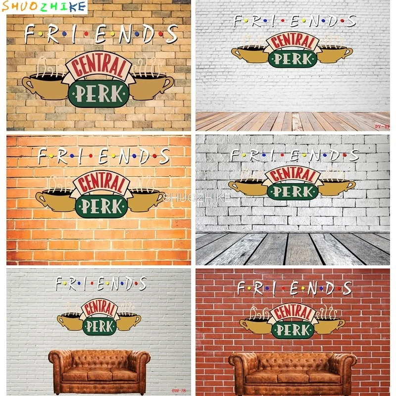 

Friends Theme Photography Backdrops Pub 80s 90s Birthday Party Photoshoot Brick Wall Studio Background Props BW-05