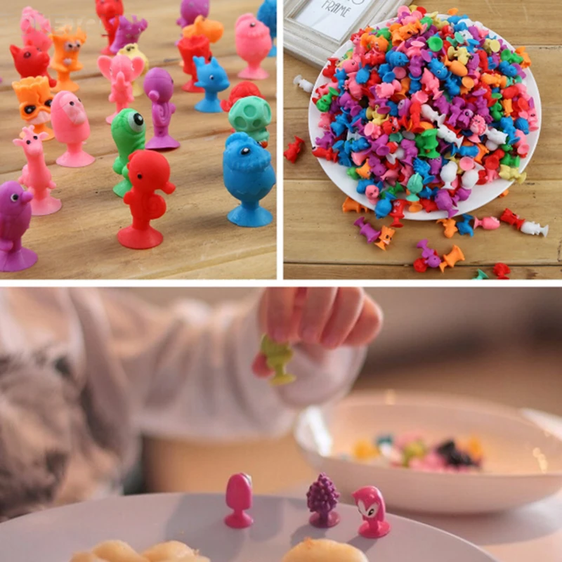 40pcs/lot Mini Sucker Dolls Marine Land Strange Animal Cupule Suckers kids Action Toy Capsule Model Suction Cup Puppets