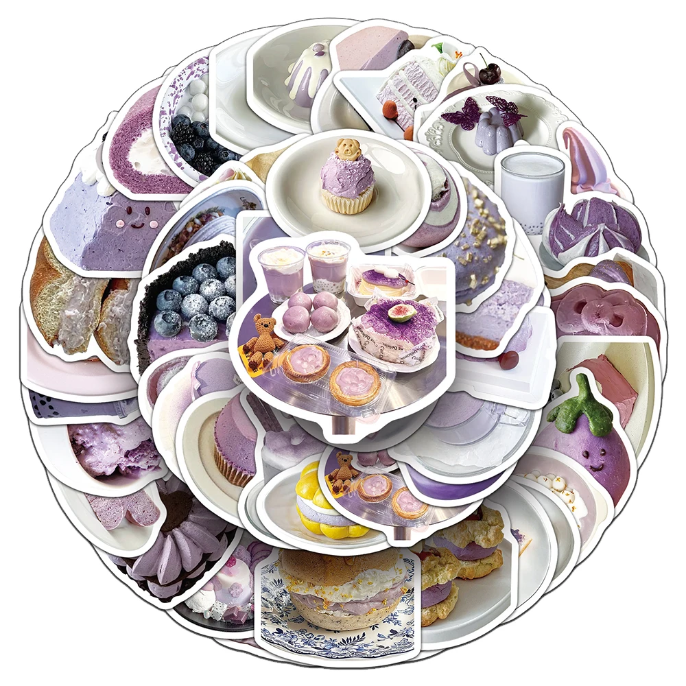 10/30/50枚入り インスタ映え タロイモペースト デザート風 エステティック デカール かわいい DIY 車 iPad ノートパソコン 冷蔵庫 壁 キュート キッズ DIY ステッカー