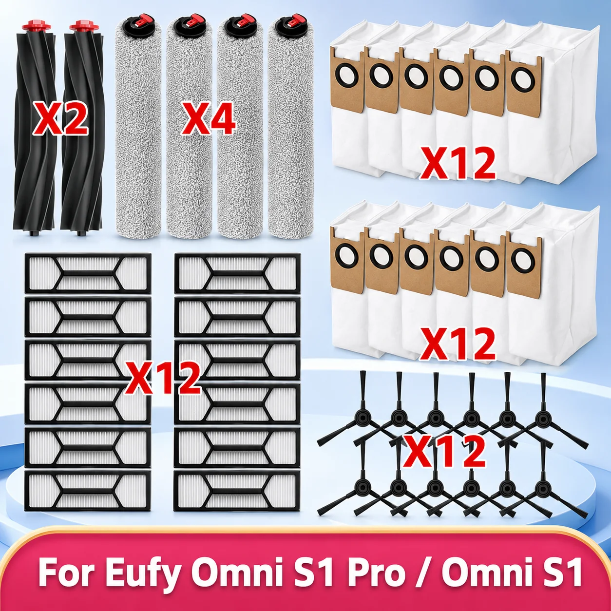 �y�Z�[�����z�݊��� (Eufy Omni S1 Pro / Omni S1 ) �^�󕔕i���C�����[���[�T�C�h�u���V���b�v�N���X HEPA �t�B���^�[�_�X�g�o�b�O�����A�N�Z�T���[