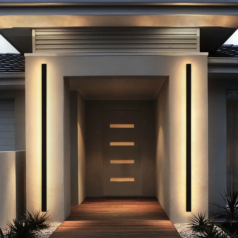 

LED Outdoor Wall Light Long Light Bar IP65 Waterproof Wall Lamp Garden Decor Lamp Modern Nordic Residential Garage Door Lighting
