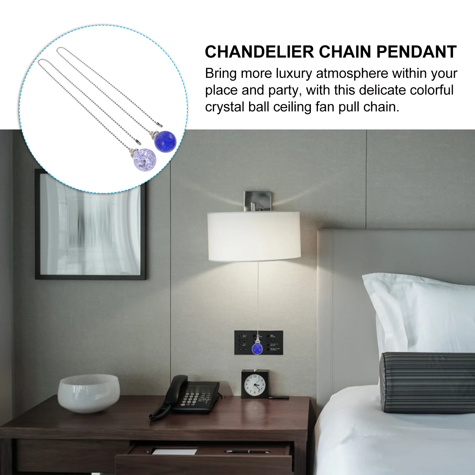 

2Pcs Crystal Ceiling Fan Pendant Balls Elegant Hanging Decoration for Home Room Party Wedding Festival Pull Chain Ornament