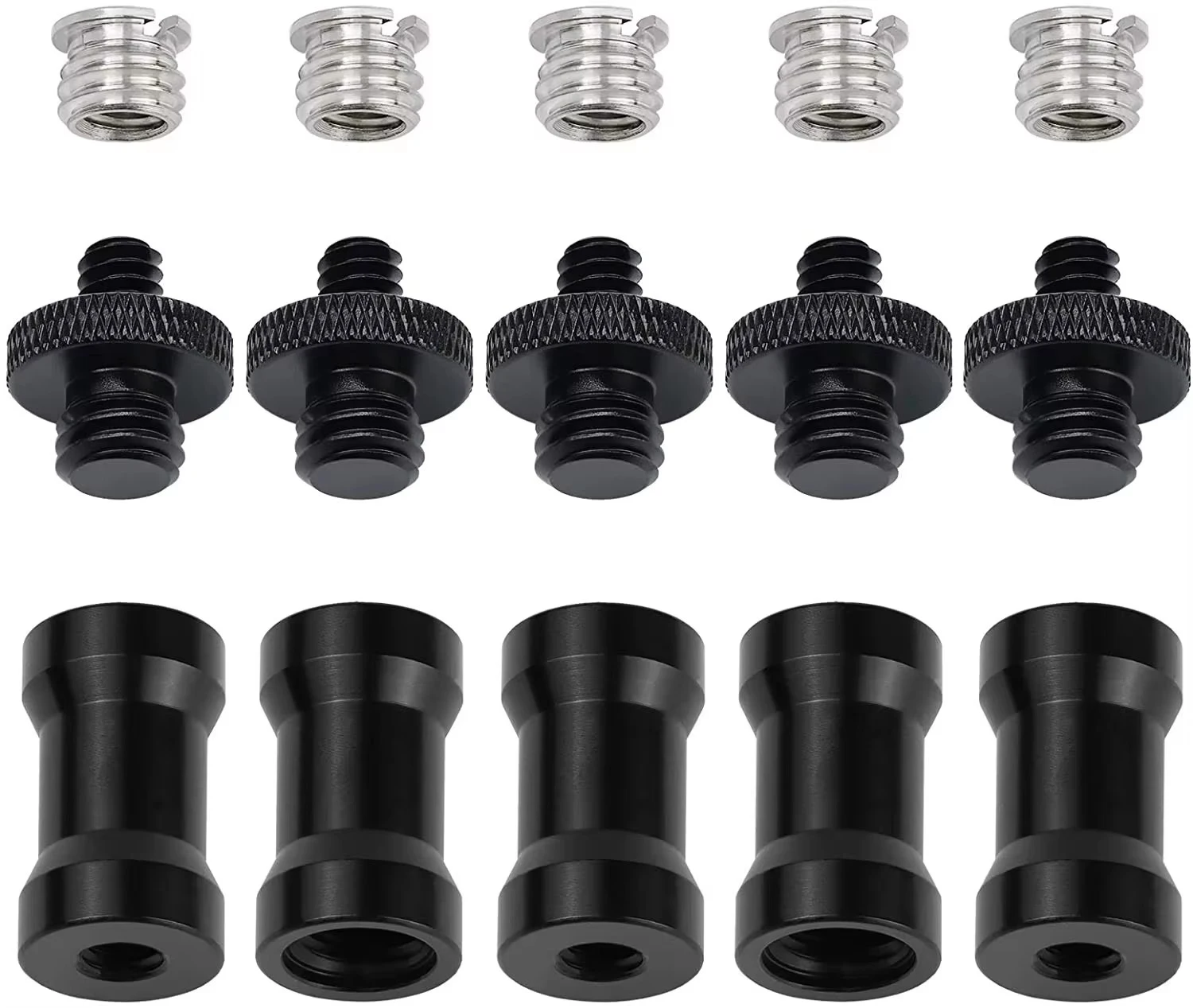 15 piezas 1/4 "3/8" adaptador de cámara, convertidor adaptador de tornillo de trípode para trípode de cámara DSLR, plataforma de hombro, soporte de luz de Flash, 1/4