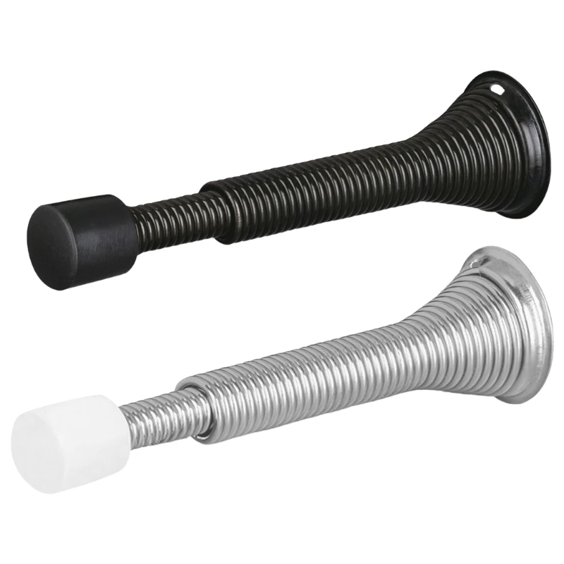 Heavy Duty Spring Door Stops Flexible Wall and Door Guard with Rubber Tip Adjustable Length Spring Door Stops for House