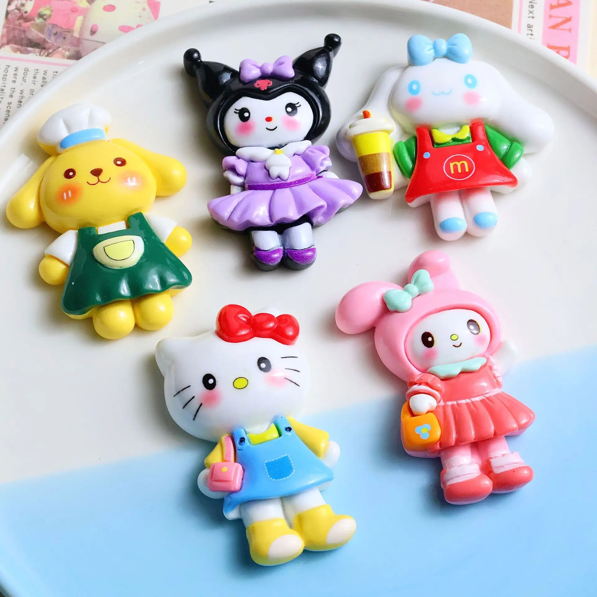 2pcs Large Cartoon Dress Uo Sanrio Resin Flatback Cabochons DIY Cream Glue Mobile Phone Case Charms Hairpin Jewelry Material