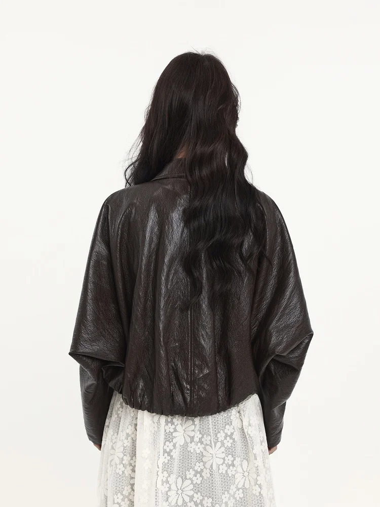 Loose Faionable Women's PU Jaet Memory's Start Spring 2026 New Sle Versatile Slimming Leather Coat Long Sve Button D...