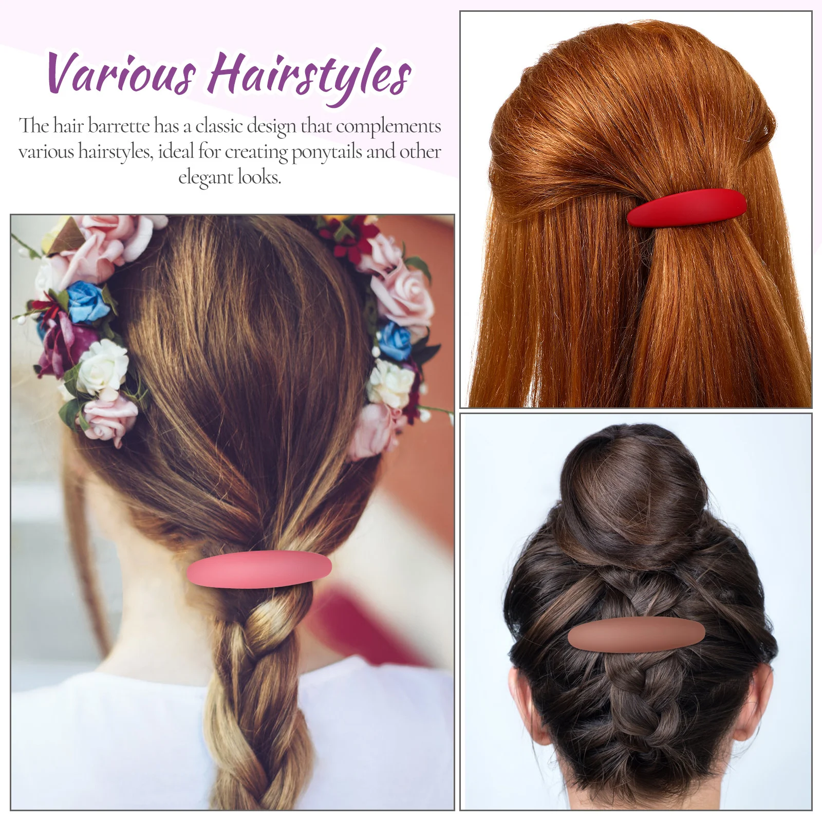 

5 pcs Vintage Hair Clips Automatic Closure Multiple Colors For Women Ponytail Barrettes Large Hairpin French Barrette Hair