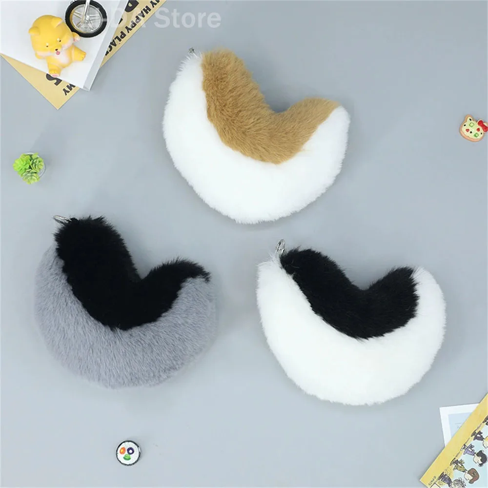 3 Styles Plush Little Tail Small Pendant Schoolbag Doll Wolf Cat Dog Fox Fur tail Cute Accessory Furry Keychain Gift For Girl