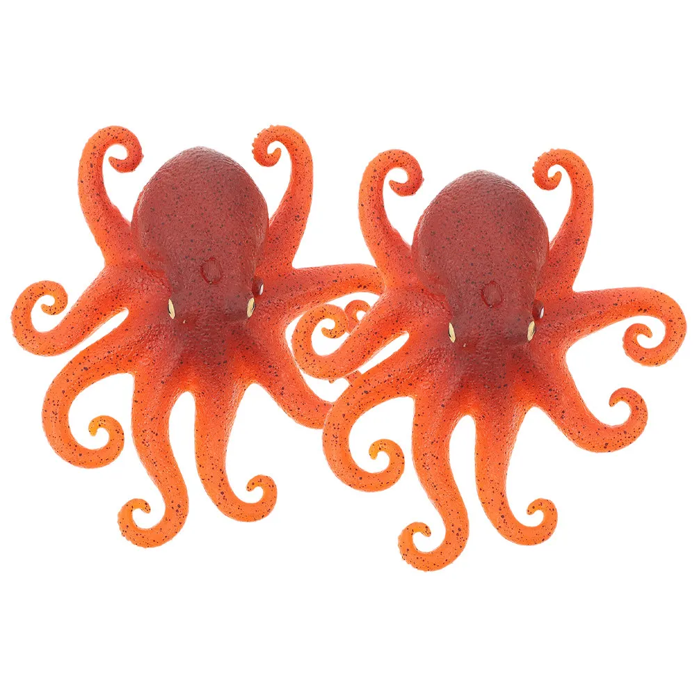 2Pcs Lifelike Simulated Octopus Statue Plastic Animal Figure for Nursery Desk Decor Marine Theme Room Decoration Animal