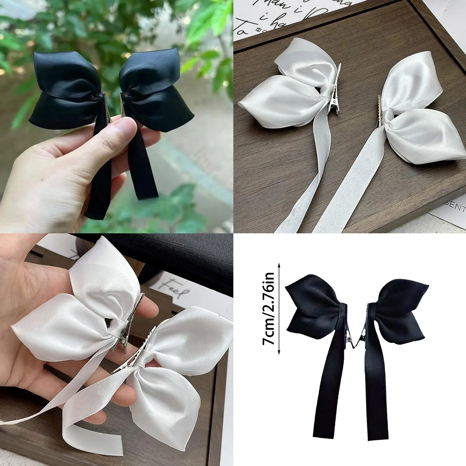 Pinces à cheveux avec nœuds doux pour femmes, 2 pièces, rubans blancs, queue de cheval, couvre-chef mignon pour filles, épingles à cheveux de Style coréen à la mode