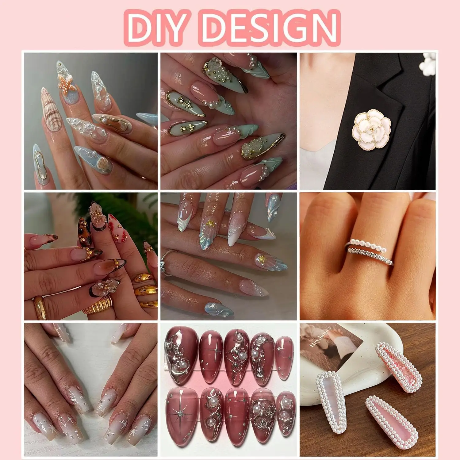 1 boîte 3800 pièces 3D Flatback perle breloques demi-rond Nail Art perles or perles breloques ongles conception ongles bijoux artisanat bricolage décoration