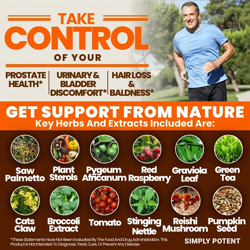 Contains 33 Active Ingredients in Capsules To Support Healthy Prostate Function, Urinary Tract Health