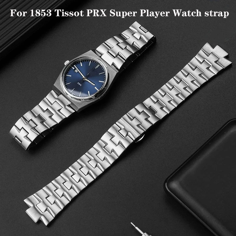 Convex Metal Watch Strap for Tissot PRX Super Player 12mm 904 Stainless Steel Watch Band Men Women Watch Bracelet