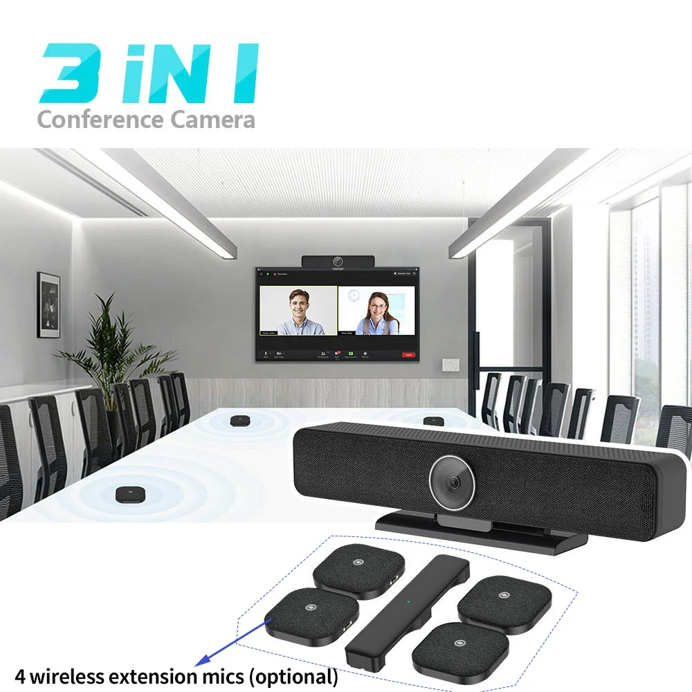 All-in-one 4K AI Tracking Video Bar with EPTZ Camera, AI Auto Framing & Speaker Tracking, High-Quality Audio for Meetings