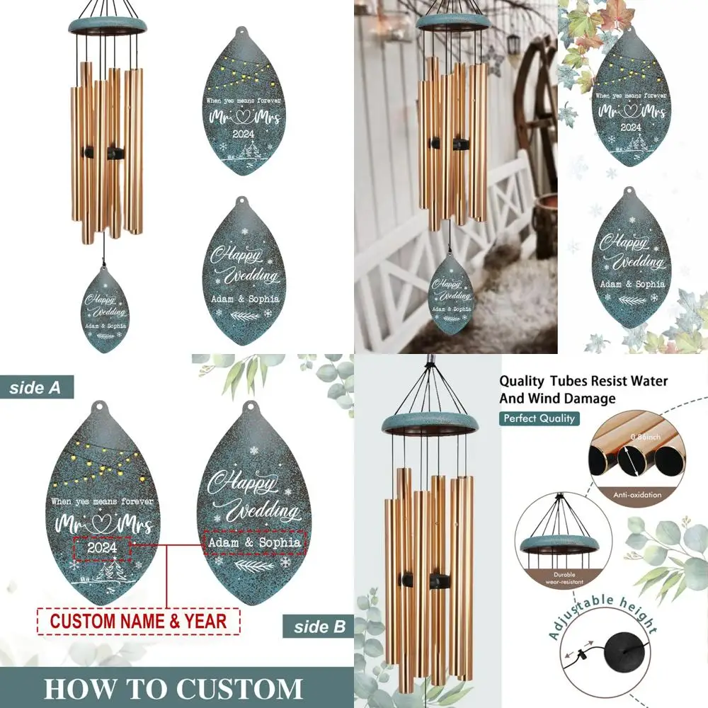 

Колокольчик ветра с гравировкой имени и даты на заказ - уникальный свадебный подарок для новых пар 2024 года.