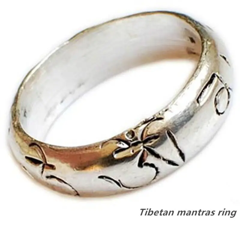 Tibetan Mantras Amulet Rings Copper OM MANI PAD ME HUM R004
