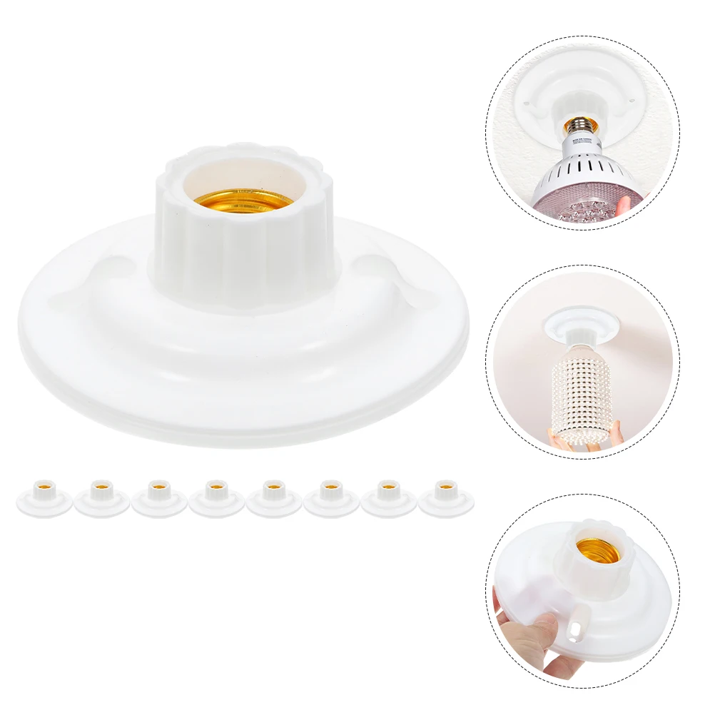 Support de douille d'ampoule à vis, supports de douille de lampe, douilles d'ampoule à vis, plafonnier blanc, base en fibre, 10 pièces