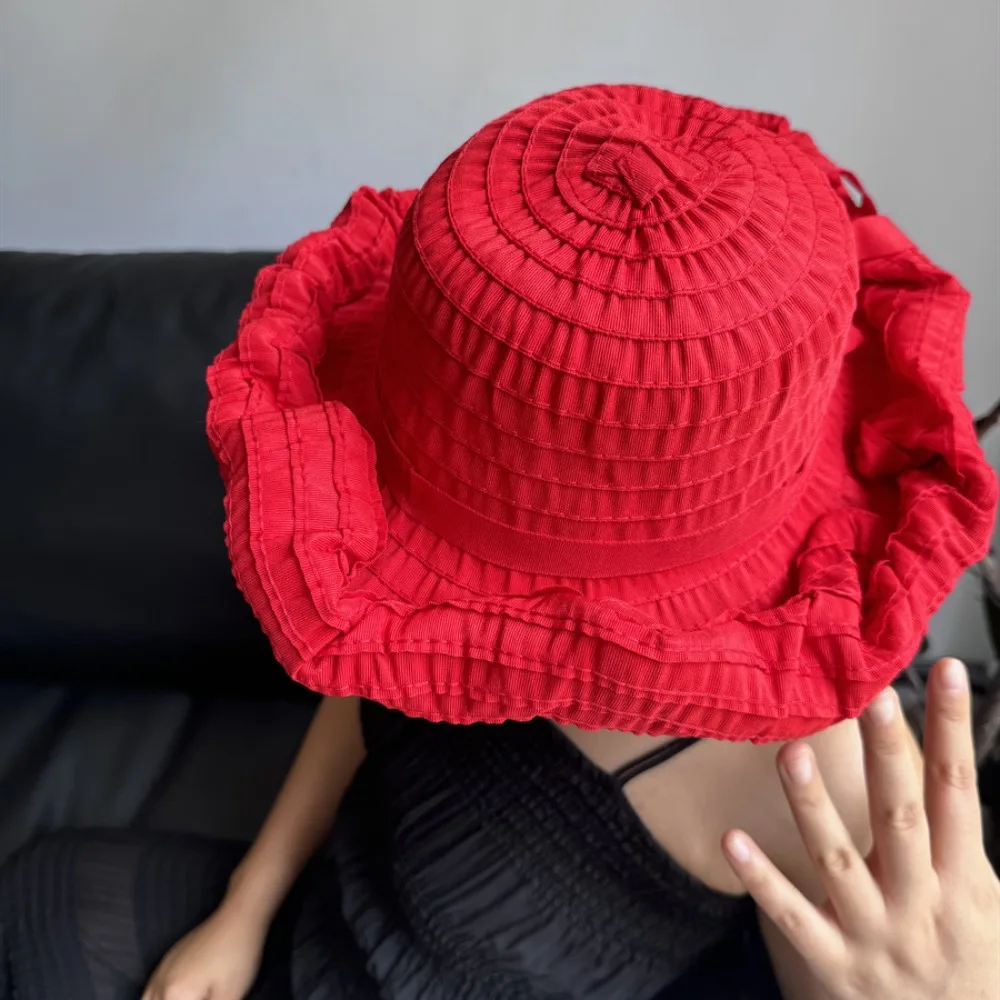 

Simple Bowknot DIY Moldable Wide Brim Hat UV Anti Foldable Plastic Bucket Hat Breathable Sunscreen Women Sun Hat Beach