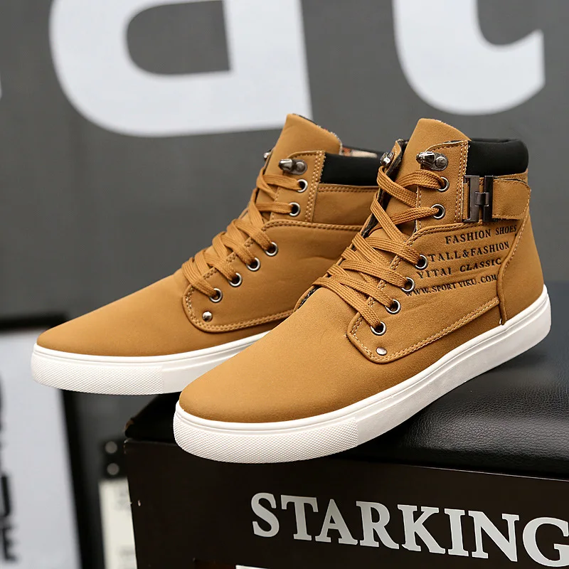 

High Quality British Style Retro High Top Men's Shoes for Non-slip Durable,fashionable Height Increasing Thick Soled Boots Botas