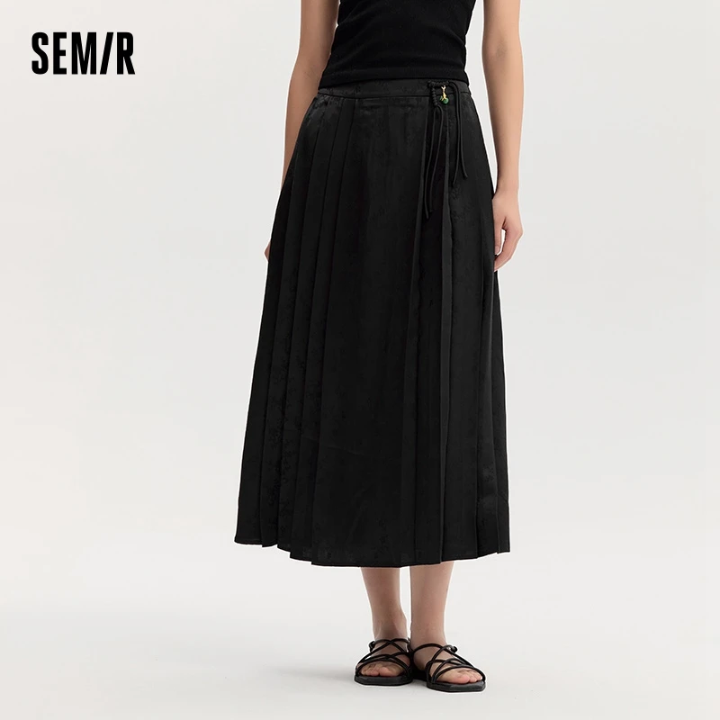 Semir Skirt Women Button Texture Fashion Tide 2024 Autumn New Floral Cool Style Textured Horse Face Skirt