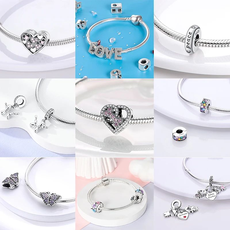 3 Stück 925 Sterling Silber Charm-Perlen-Set Mama Papa Schwester Katze Schmetterling Schleife Liebe Charms für DIY Armband Halskette Schmuckherstellung – Detail 10