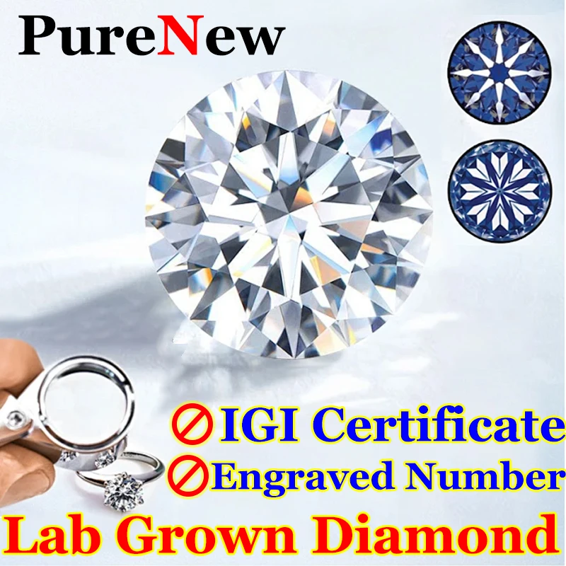0.1-5CT مختبر أبيض فائق نمت الماس فضفاض بدون شهادة IGI HPHT CVD DEFG VVS-SI تمرير اختبار الماس لمجوهرات الزفاف
