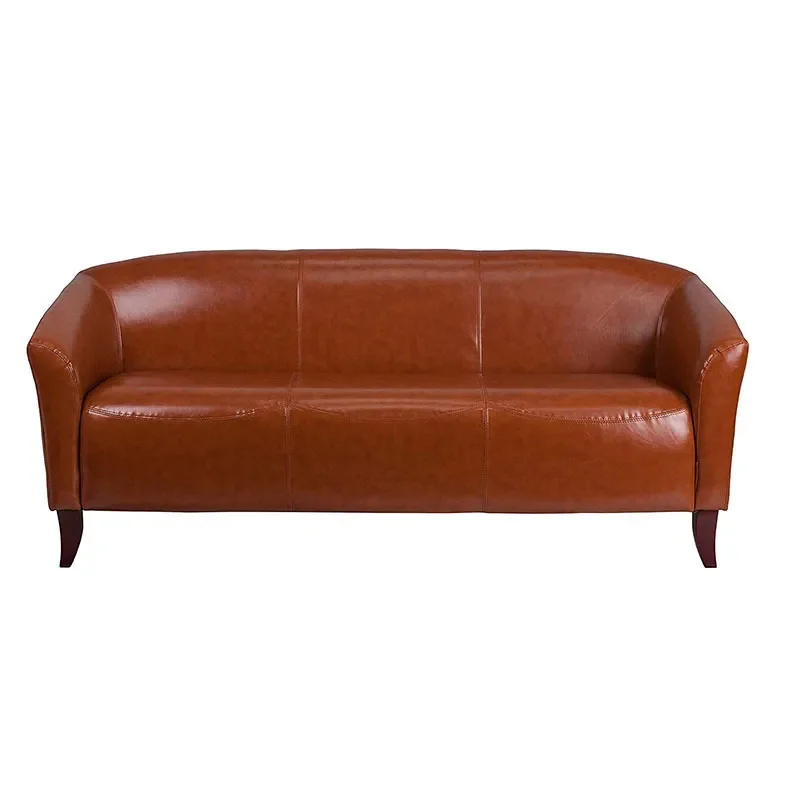 Modern Minimalist Leather Office Sofa with Armrests Simple Design Executive Reception Seating for Business Workspace