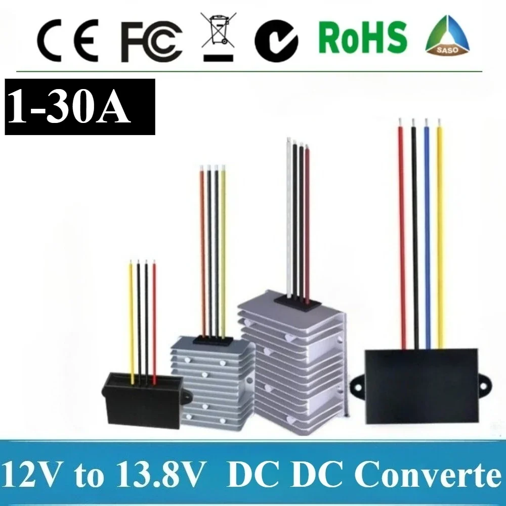 

12V to 13.8V 3A 5A 10A 15A 30A DC DC Converter Step Up Boost Voltage Regulator Stabilizer Output Power supply Power Supplies